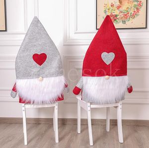 Kerst stoel achterkant niet-geweven stof hartvorm stoel kussenovertrekken Nordic Forester Xmas Covers tafel decor Festival benodigdheden DD442