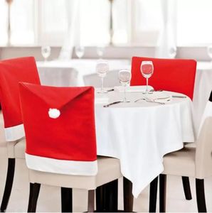 Kerst stoel Cover Santa Clause Red Hat Back Covers Diner Stoel Cap Sets voor Kerstmis Home Party Decoraties