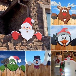 Christmas Charms Hanger Oude Man Rendier Sneeuwpop Hek steelt Outdoor Decoratie Sneeuwpop Ornamenten Kerstmis Outdoor Decoratie 211104