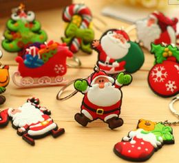 LLavero de Navidad para niños, regalo para niños de Papá Noel, llavero de pegamento suave de PVC, decoración colgante para árbol de Navidad