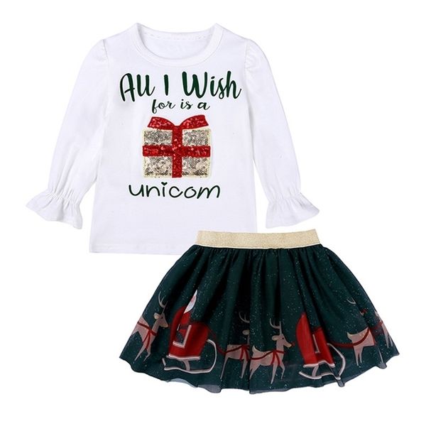 Christmas Children's Ensembles Baby Girls Haut à Manches Longues + Jupe Princess Vêtements Autumn Winter Enfants Enfants Girl Girl Vêtements 210521