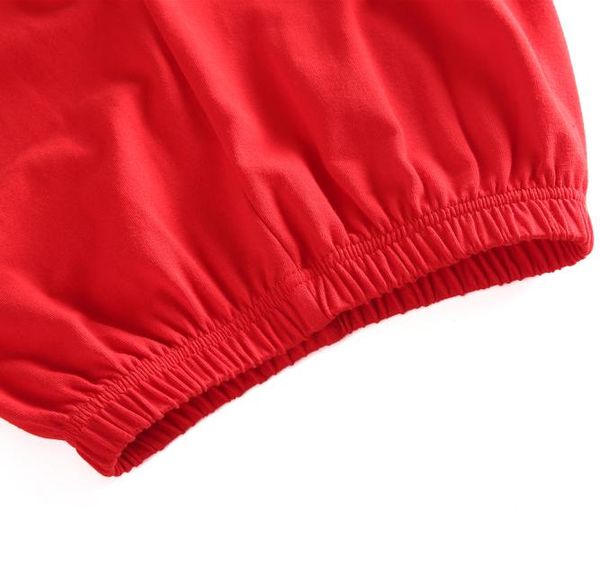 Noël classique enfants vêtements coton doux solide mignon pyjama rouge hiver avec volant bébé fille boutique pyjama à manches longues Y20013581527