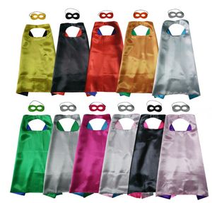 Cape et masque double couche avec 2 couleurs différentes côté 70 * 70cm Capes pour enfants Noël Halloween Cosplay vêtements personnalisés 11 couleurs