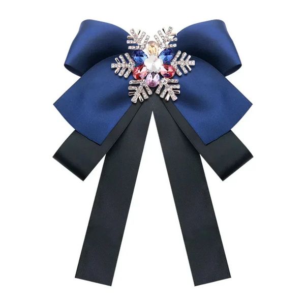 Christmas Couleur Rhinestone Feme Feme Wedding Festival Office Formal Flake Snow Flake Big Bow Broch Tie Blouse Accessoires240409