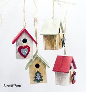 Kerstmis kleurrijk schilderen klein houten huis kerstboom hangende decoratie feestelijke feestbenodigdheden boom decoraties2639262