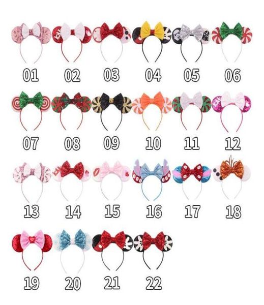 Cerceau de coiffure cosplay de Noël pour fête princesse paillettes oreilles de souris bandeau grand nœud à paillettes bandeau filles femmes accessoire de cheveux4273195