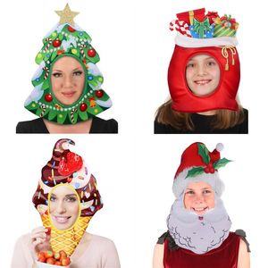 Kerstmiskostuumhoeden Tree Santa Strawberry Pizza Dounut Design grappig kerstnieuwjaar cosplay accessoire