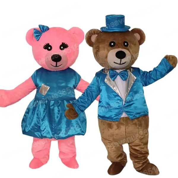 Costume de mascotte d'ours en peluche pour couple de Noël, personnage de dessin animé, carnaval, taille adulte, Halloween, fête d'anniversaire, tenue d'extérieur fantaisie pour hommes et femmes