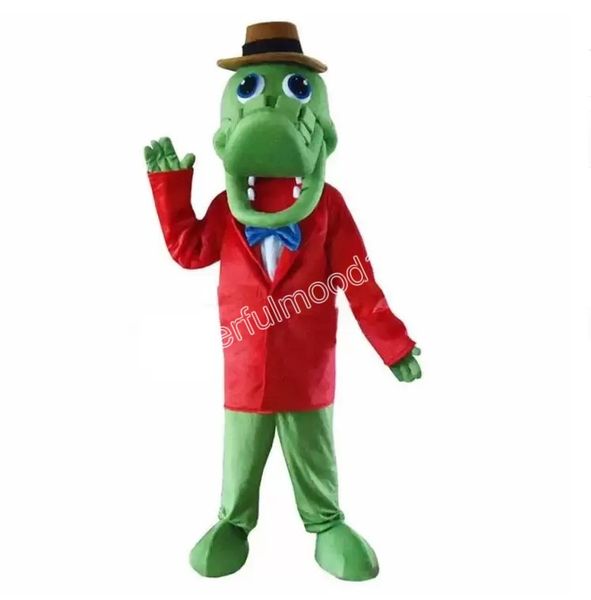 Costumes de mascotte de Crocodile de noël, tenue de personnage de dessin animé de haute qualité, costume de fête à thème d'halloween en plein air, robe unisexe pour adultes