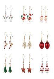 Boucles d'oreilles cristales de Noël Style STADE SNOWFLAKE Tree Elk Bell Star Drop Boucle d'oreille pour les filles Women7755834