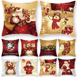 Kerstkussen Cover Happy Christmas Home Decorations 2022 Ornament Navidad Noel Gifts Happy Nieuwjaar 2023