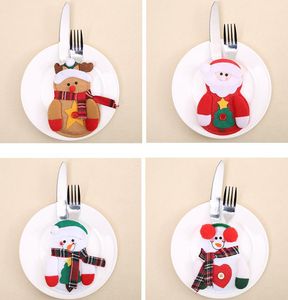 Kerstmisbak Cover Santa Claus Knifes Forks Bag Zilverwerkhouders Zakken Pouch Snowman Elk Xmas Party Decoratie SN4853