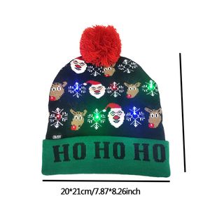 Chapeaux tricotés de dessin animé de dessin animé de Noël Noël avec une claque de tricot de ficelin de la lumière Santa Claus Bonhomme de neige Enfants Hat Party Festival Fournitures BH4984 WLY