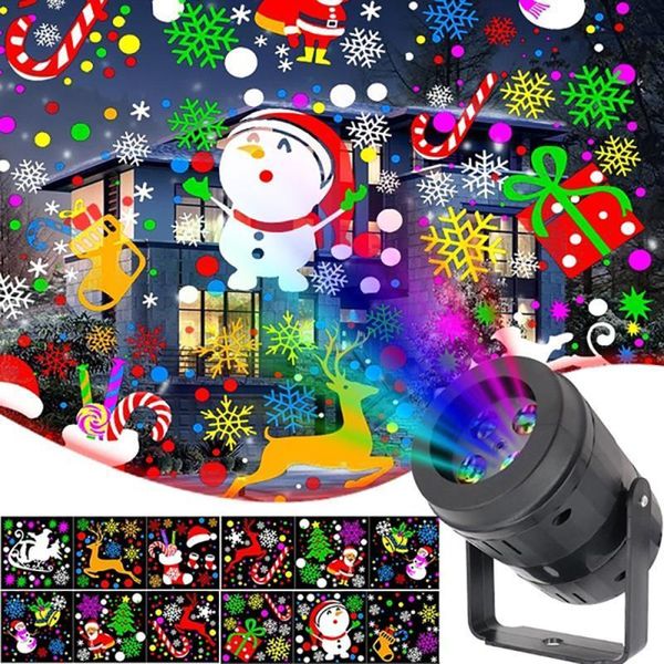 Décoration de Noël Projecteur LED Light 12/20 Patterns Disco Stage Light Laser Flocon de neige Père Noël Projection extérieure étanche Y201020
