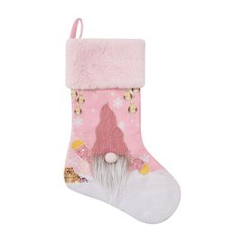 Noël Décorer Ornement Chaussettes Sacs De Bonbons Décorations De Fête À La Maison Rose Avec Lampe Arbre De Noël Pendentif Luminescence Rudolph Sac Cadeau Festival RRE15276