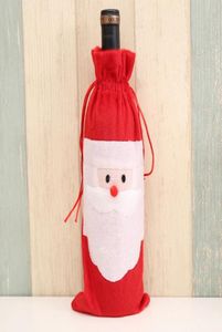 Décoration de Noël 200pcs Santa Claus Gift Festival Decorations Red Wine Bottle Cover Sacs Bag de champagne Bag9656083