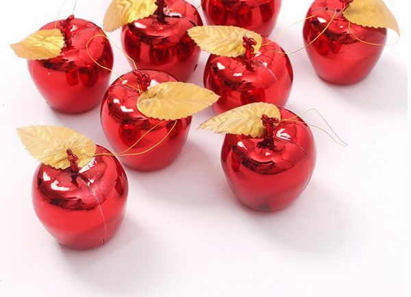 Decoración navideña de manzanas, adorno colgante para árbol de Navidad, nuevo para el hogar, eventos de fiesta, colgante de fruta, rojo y dorado G1084