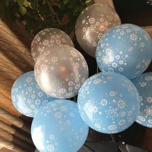 Kerstdecoratie Ballon 12 inch Snowflake Latex Balloon Kerstmis Sneeuwvlokken Gedrukte ballonnen feestdecoraties Leveringen BH7677 Tyj