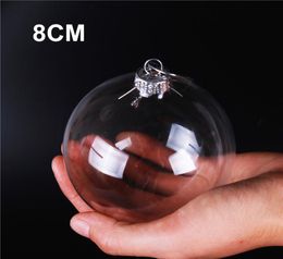 Boules de décoration de Noël suspendues en verre transparent, boule creuse rechargeable de 8 cm avec capuchon pour décorations DIY, ornements de mariage Pa7605920