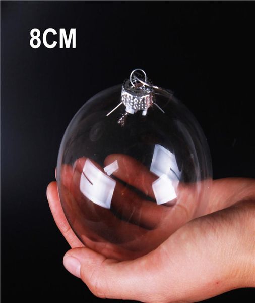 Baubles décoration de Noël suspendus en verre transparent Bauble 8cm Baule creux remplissable avec capuchon pour décorations de bricolage ornements de mariage PA2927361