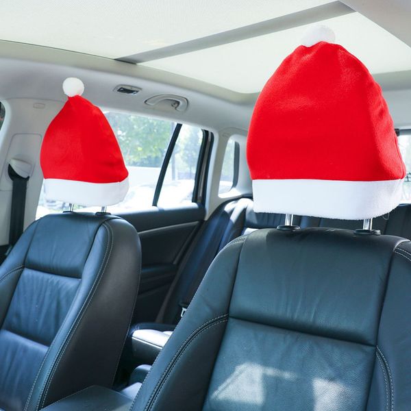 Décoration de Noël siège de voiture appuie-tête chapeau couverture père noël chapeau décor intérieur accessoires