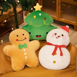 Kerstdecoratie Cartoon pluche kerstboom Gingerbread Man Sneeuwman zachte vulling gooien kussenmat kinderen kerstcadeau 240527