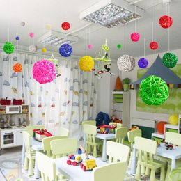 Boules créatives en rotin et osier, décoration de noël, pendentif Sepaktakraw suspendu pour la maison et l'école, jouets pour enfants de la maternelle