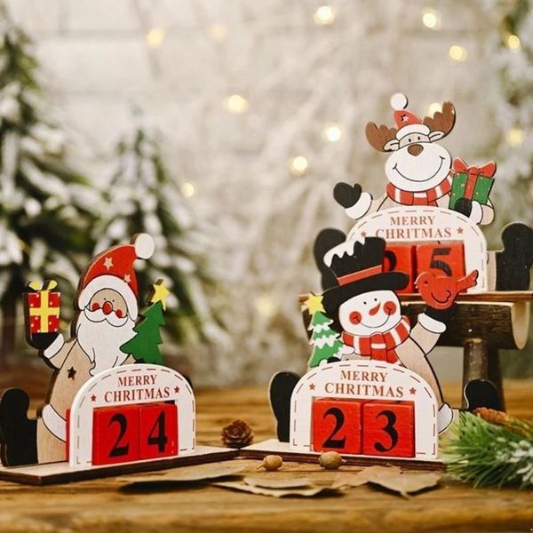 Décoration de noël calendrier en bois créatif compte à rebours ornement de bureau cadeau de noël pour enfants cadeaux de nouvel an RRC214