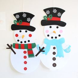 Decoración de Navidad para DIY Fieltro Navidad Muñeco de nieve Adornos colgantes Regalos Año Nuevo Puerta Colgante de pared Decoración interior T2I5467