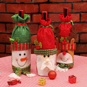 Kerstdecoratie Gift Bottle Bag Santa Claus Snowman Ornament Rode Wijndekking Servies Decoraties Huishouden