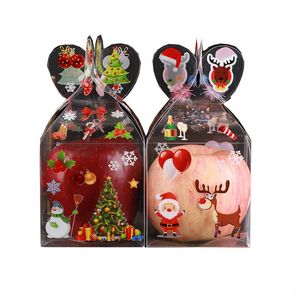 Décoration de Noël Boîte d'emballage cadeau PVC Boîte à bonbons transparente Emballage Père Noël Bonhomme de neige Boîtes à pommes Fournitures de fête 4 styles