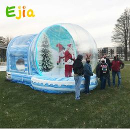 Décoration de noël boule à neige gonflable bulle transparente dix avec maison de rebond de ventilateur de fond imprimé pour l'extérieur