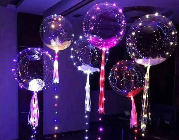 Décoration de Noël Ballon Led Lumineux Coloré Transparent Bulle Ronde Décoration Fête De Mariage Ballons Éclairage dans La Chaîne Sombre 3M