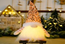 Kerstdecoratie pailletten met verlichting Rudolph pop lichtgevende gezichtsloze poppenornamenten1317545