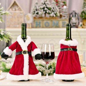 Kerstdecoratie rok jurk wijnfles set creatieve rode thuis eettafel 2021