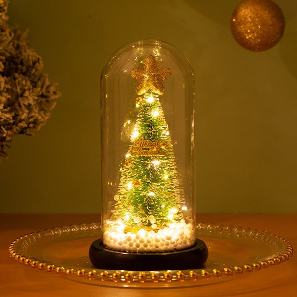 Decoración navideña, cubierta de cristal para árbol, adornos luminosos creativos, regalos decorativos de Navidad