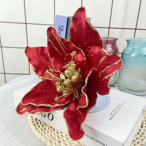 Kerstbloem Velvet Flower Party Festival Ornamenten Accessoires Fake Flore voor kersttree Decorations Props