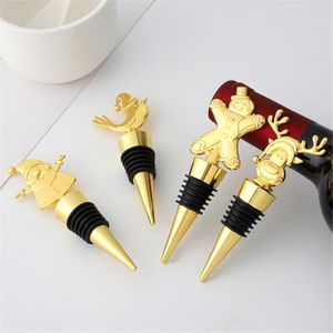 Kerstdecoratie Wine Bottle Stoppers Gold Santa Claus Snowman Rendier Drank Champagne Corkers KDJK2212