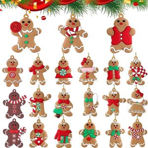 Décorations de Noël 1/12pcs bonhomme de pain d'épice ornements figurines arbre de Noël suspendu poupée pendentif année cadeau pour enfants