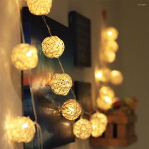 Kerstdecoraties 1.2/2.5/3/5m jaar Rattan Ball String Fairy Light Led Wedding Decoratie Lamp Boom Decor Home Hangende Garland