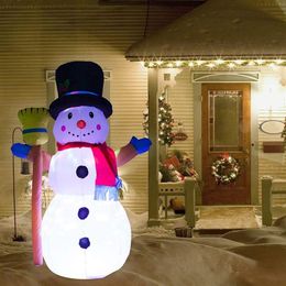 Decoraciones navideñas 1 2m Led Iluminado Inflable Muñeco de nieve Aire Lámpara de noche Decoración Papá Noel gigante con muletas Accesorios de Navidad D302u