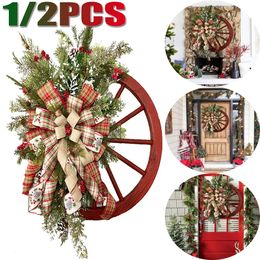 Kerstdecoraties 1/2PCS Kerstkrans Kunstmatige Kerstslinger voor Deur DIY Muuropknoping Kerstboom Sfeer Kerstdecoratie 231010