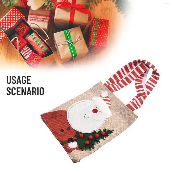 Decoraciones navideñas 1/2 Uds. Bolsa de regalo de mano tela de saco dibujos animados anciano muñeco de nieve para llevar regalos niños hogar jardín