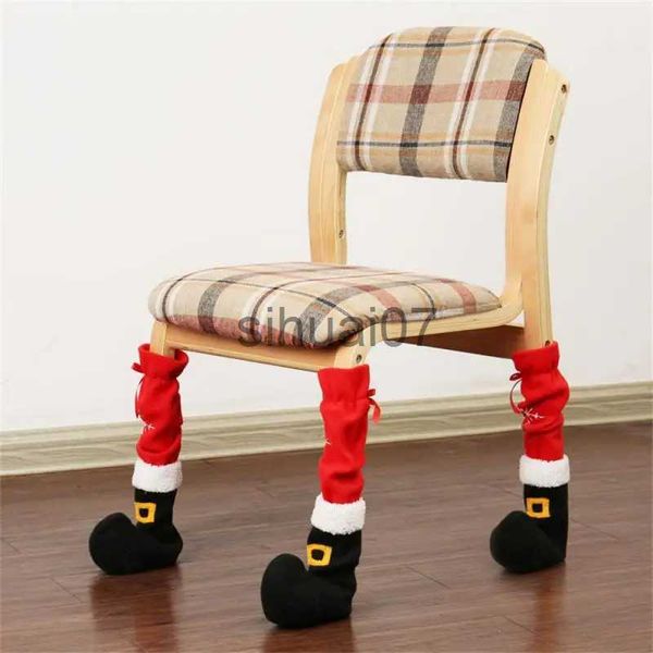 Decoraciones navideñas 1/4/8 piezas/lote cubierta de patas de muebles navideños protector de piso decoración de cubierta de pie de Navidad cubierta de pie de silla de pata de mesa de Papá Noel x1020