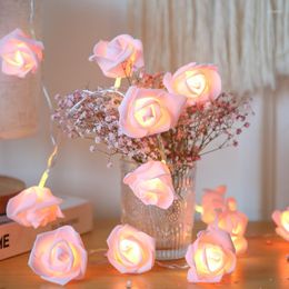 Décorations de Noël 1.5 / 3M LED Guirlande Fleur Artificielle Bouquet Guirlande Lumineuse Mousse Rose Fée Pour La Saint Valentin Décoration De Mariage