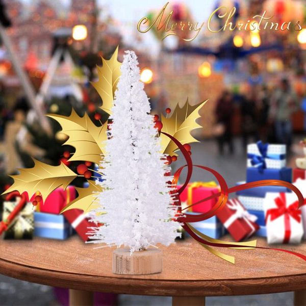 Decoraciones navideñas 1/5/6 Uds. Árbol en miniatura pequeño Sisal Artificial nieve paisaje arquitectura árboles Diy artesanía mesa decoración Navidad