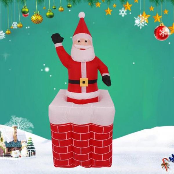 Décorations de Noël 1,6 m LED Airblown gonflable Santa se lève de la cheminée de haut en bas de la disposition extérieure Décor Figure Enfants Classique à