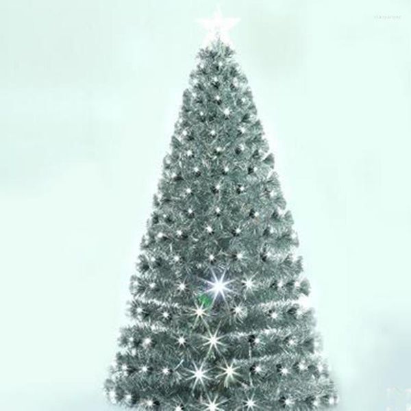 Decoraciones navideñas 1,8 M/180 CM Deluxe Plus Plata todo árbol de fibra de luz blanca fría grande escénico