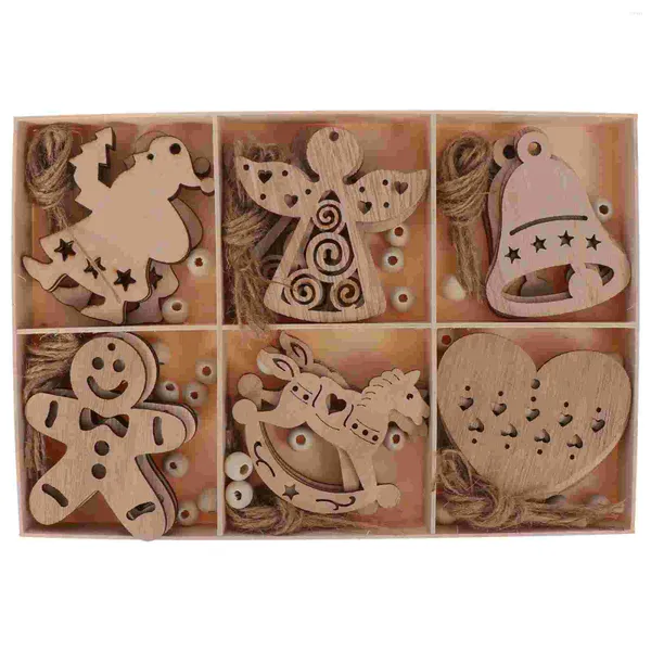 Decoraciones navideñas 1 caja de astillas de madera de grafiti DIY para niños juguetes artesanales pintados a mano