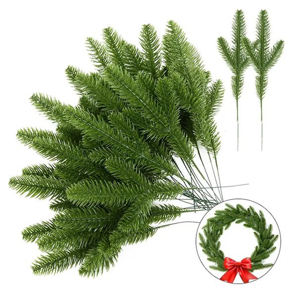 Décorations de Noël 1 paquet de branches d'aiguilles de pin fausses plantes décorations d'arbres maison bricolage clé boîte-cadeau fleurs de mariage 231121